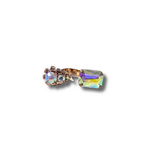 Iridescent Tear Drop Open Ring
