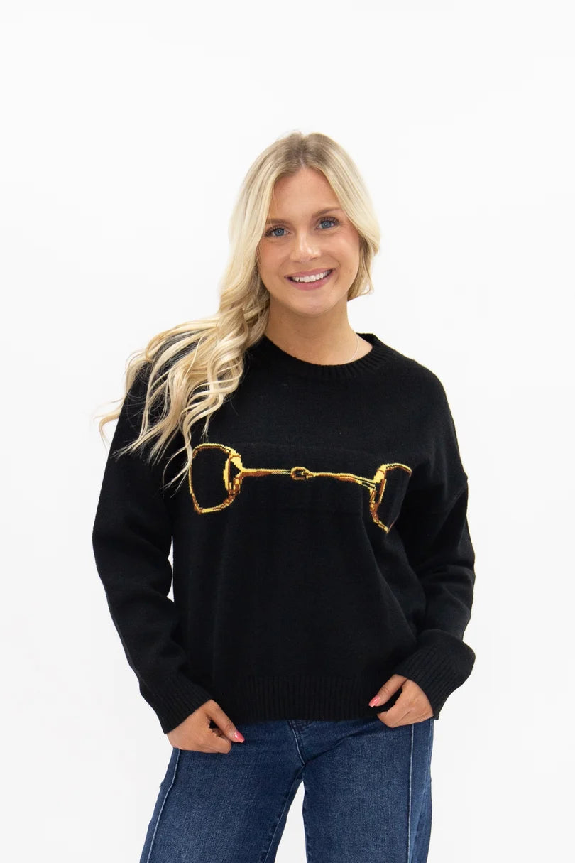 Black Gold Horse-Bit Sweater (Reg. and Plus)