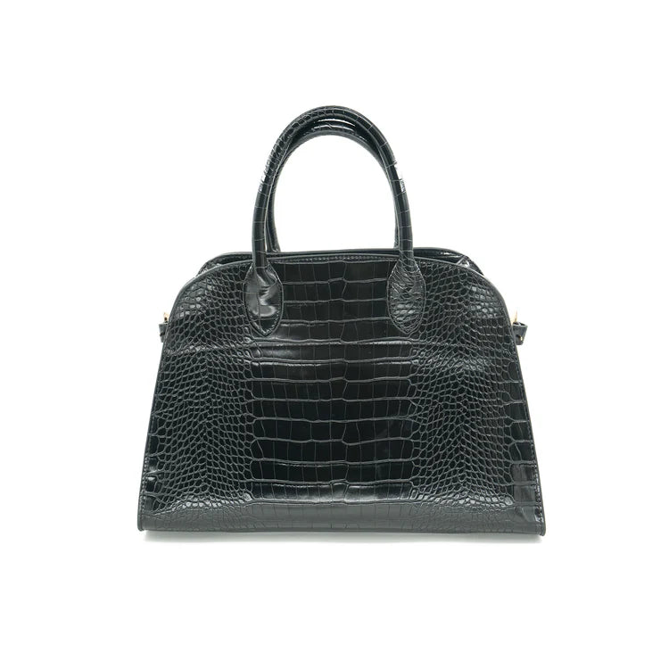 Black Croc Rome Handbag