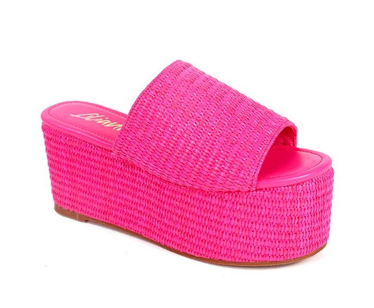 Pink Better Be-Weave It Platform Sandals