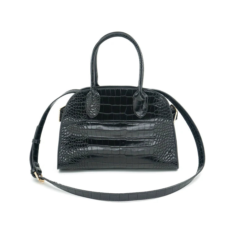 Black Croc Mini Rome Handbag