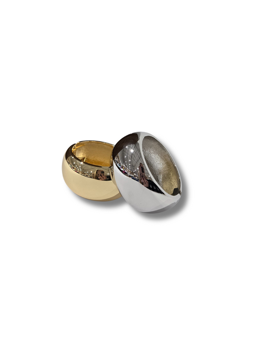 Simple Wide Rounded Hinge Bangle Bracelet (2 colors)