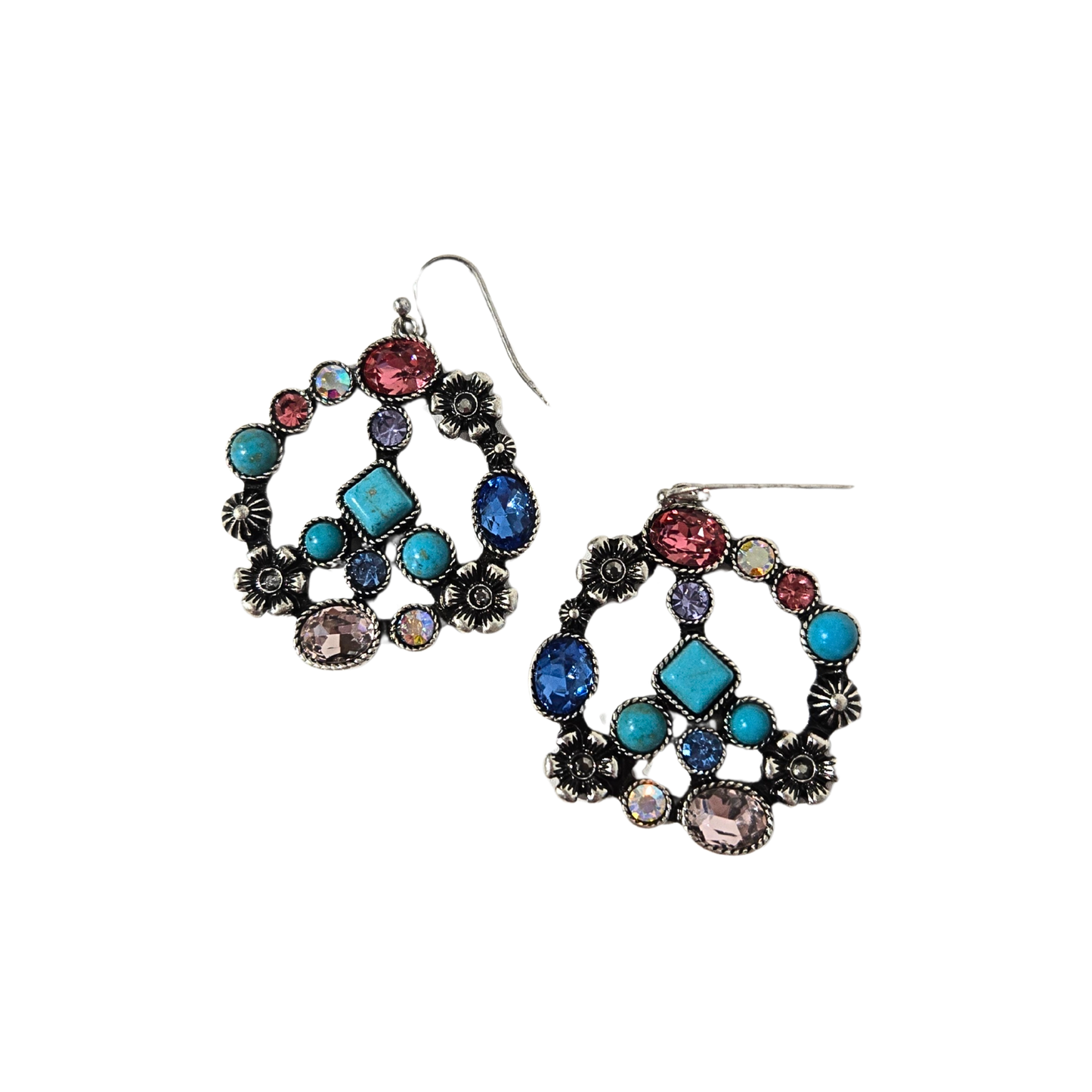 Gemstone Peace Sign Earrings