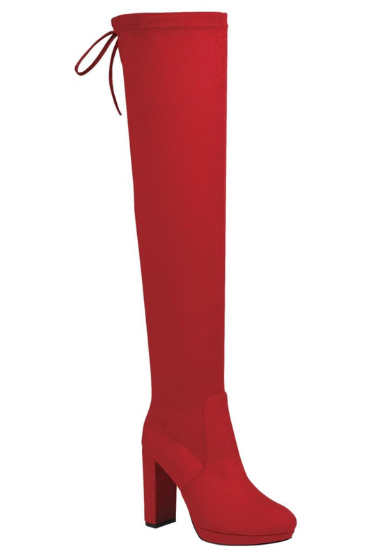 Red Don't Let It Go Knee High Boots