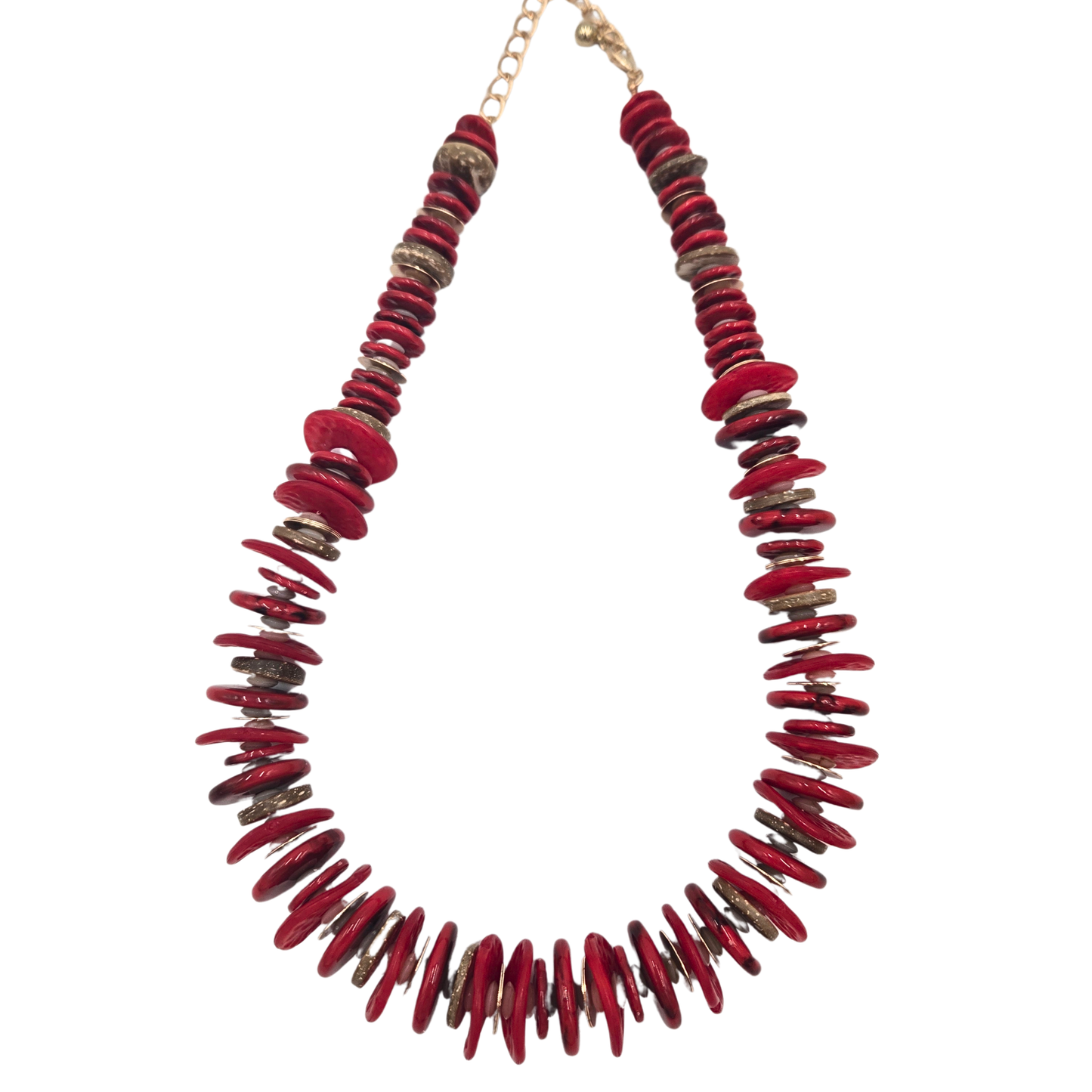 Red Disk Beaded Necklace