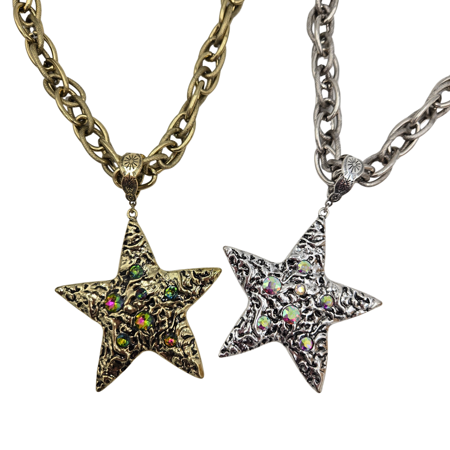 Hammered Star Bling Necklace (2 colors)
