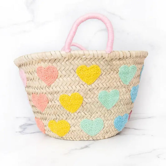 Multicolor Heart Straw Bag