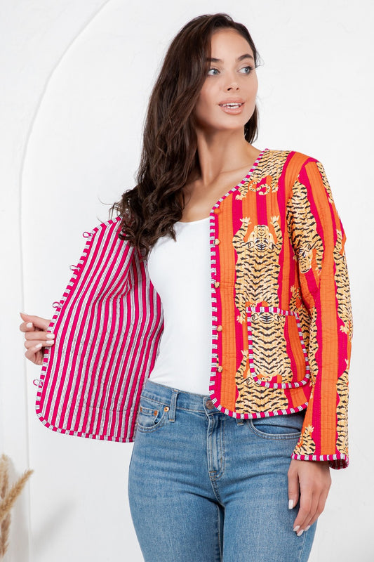 Tiger Quilted Reversible Cotton Jacket  (Reg.)