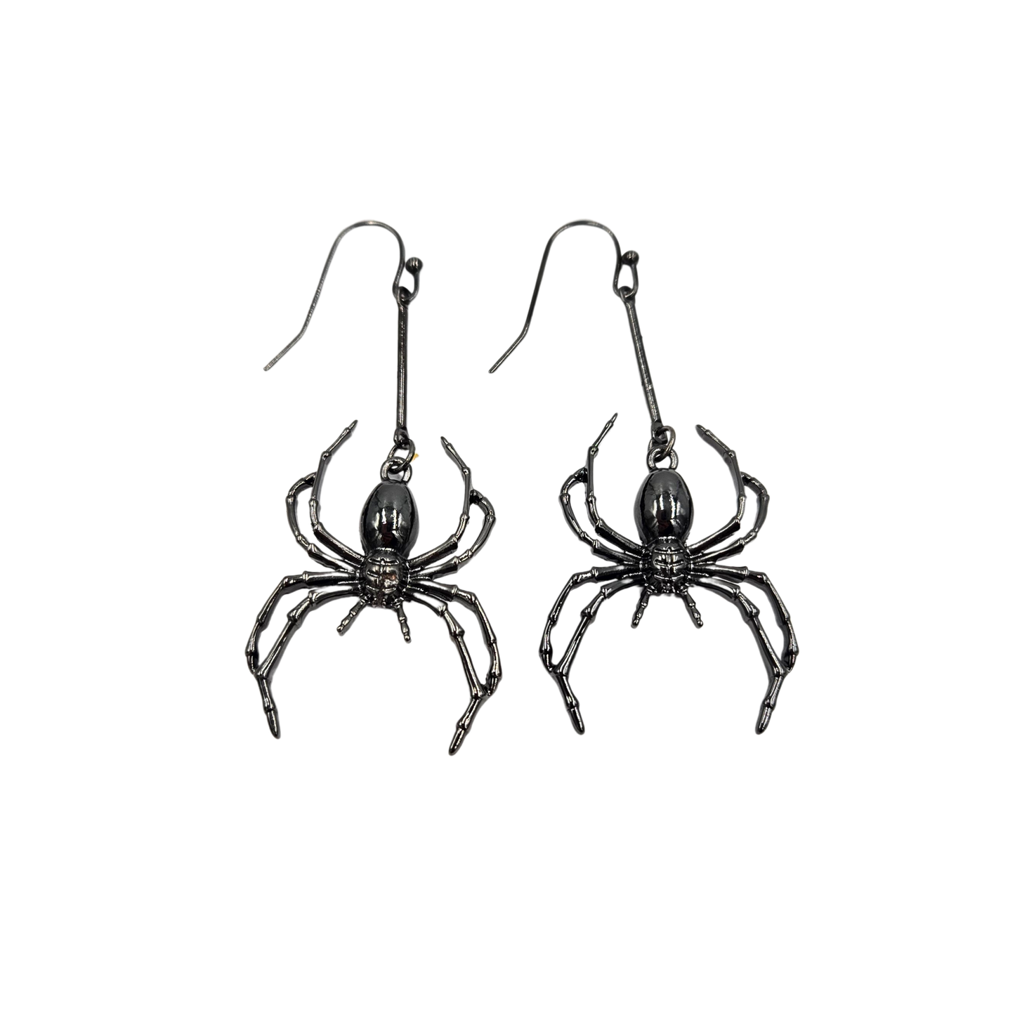 Gunmetal Spider Earrings