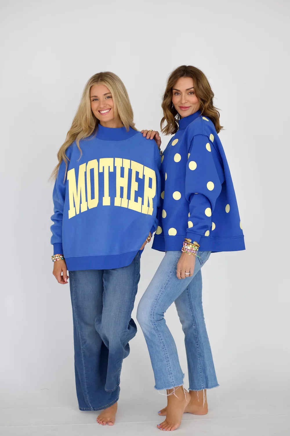 Blue/Yellow Mother 2-Sided Mock Neck Sweatshirt (Reg.)