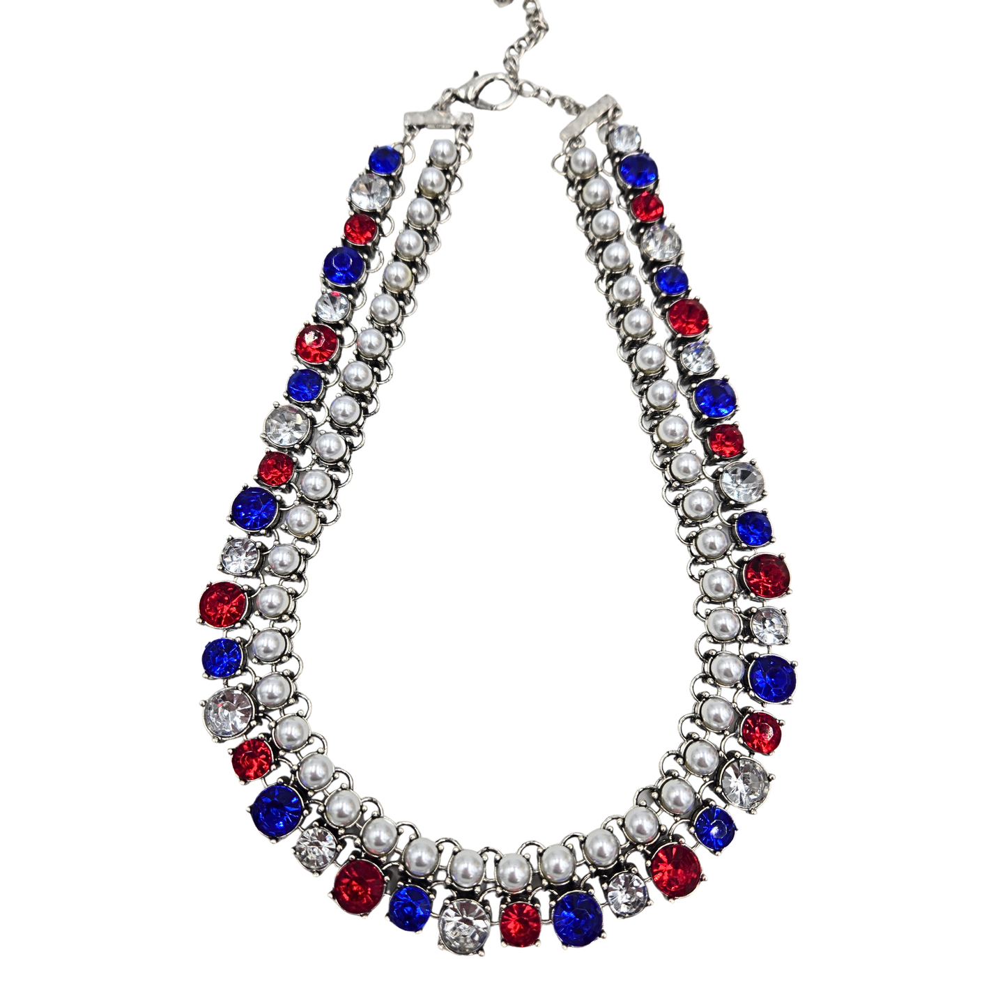 Pearls & American Pride Layered Necklace