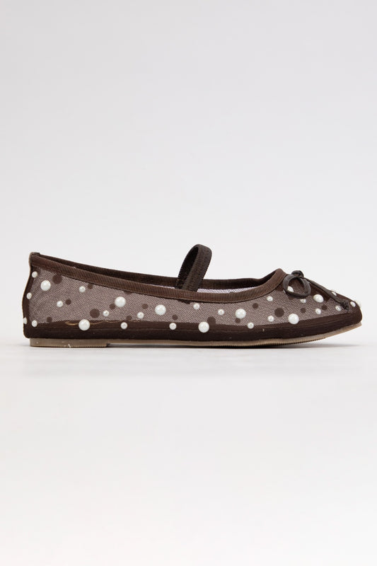 Chocolate Pearl Detailed Mesh Flats