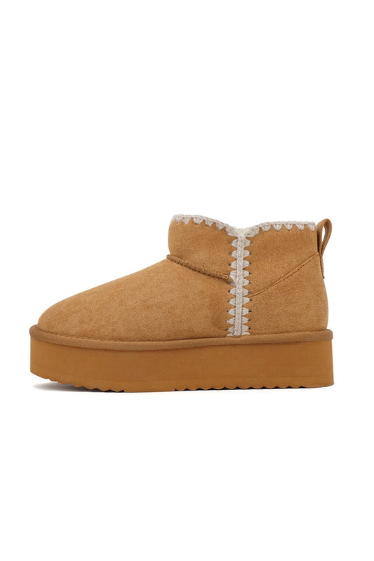 Tan Cuddle Up Platform Booties