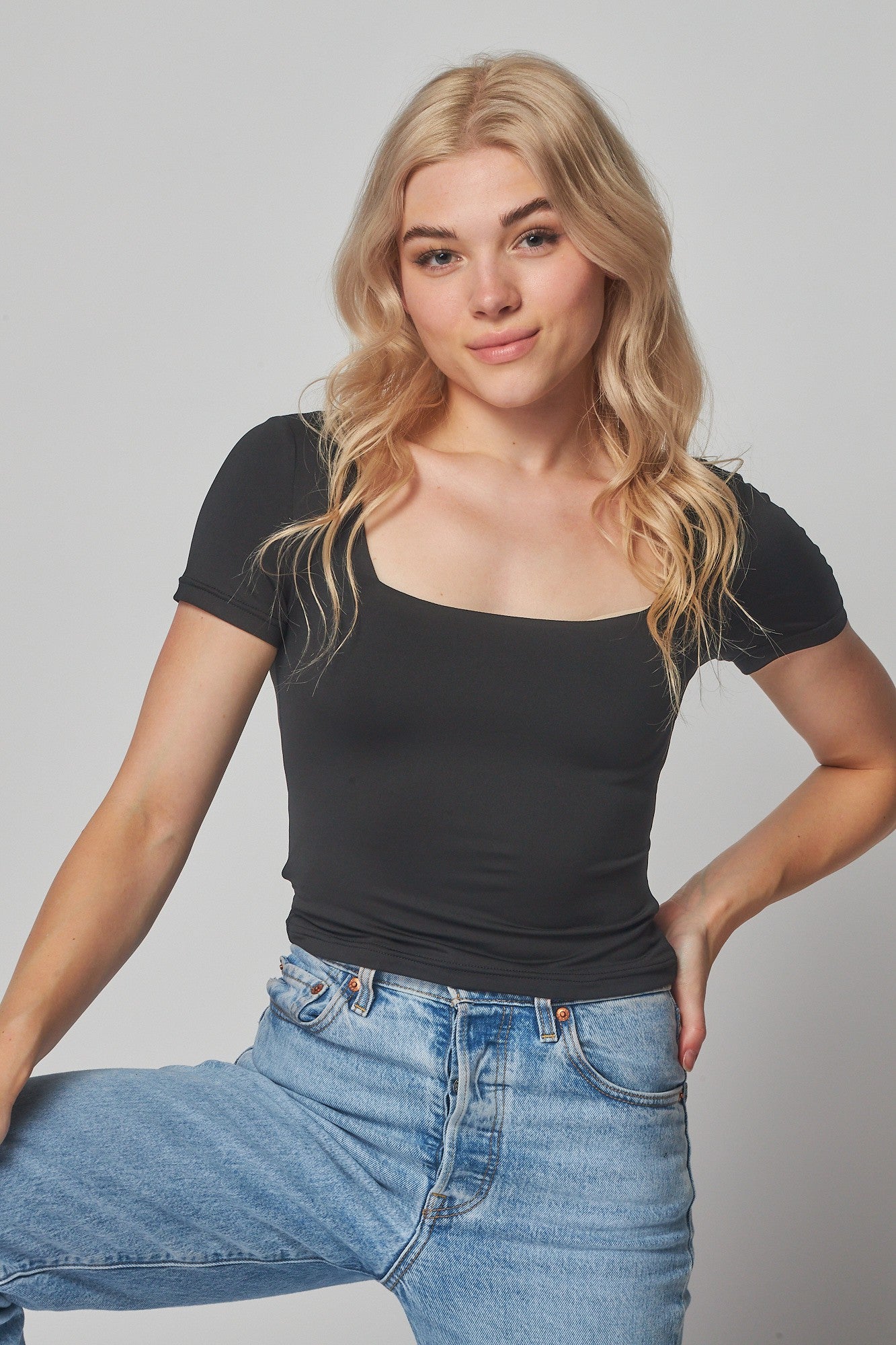 Square Neck Double Layer Top (Reg.) 4 Colors Walker Rose Boutique