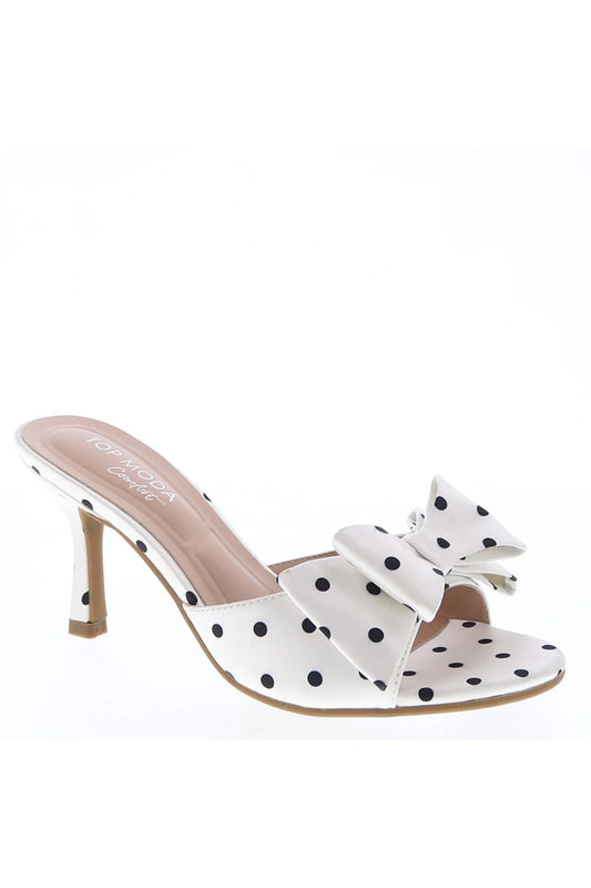 White Polka Dot Dream Bow Heels