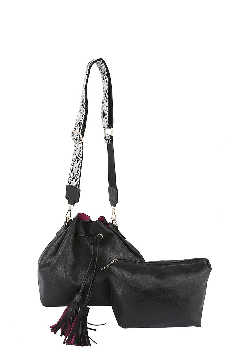 Black Bucket Crossbody Bag