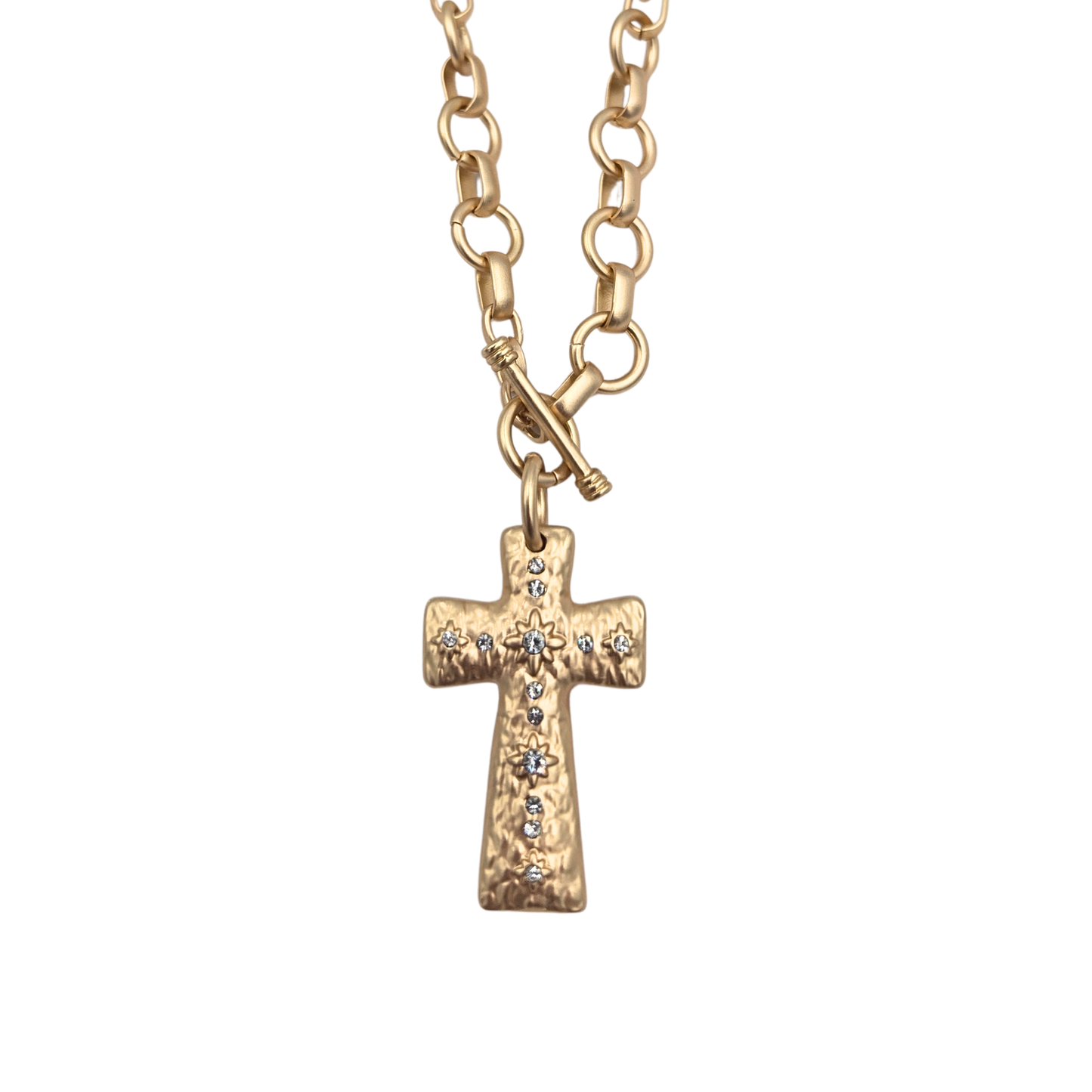 Dainty Matte Gold Cross Necklace