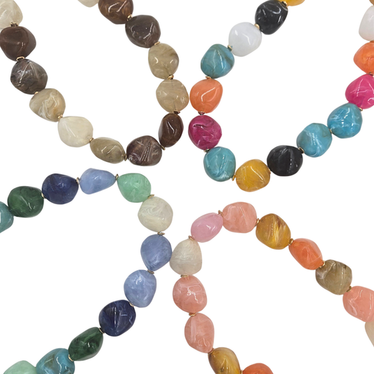 Chunky Marble Pebble Necklace (4 colors)