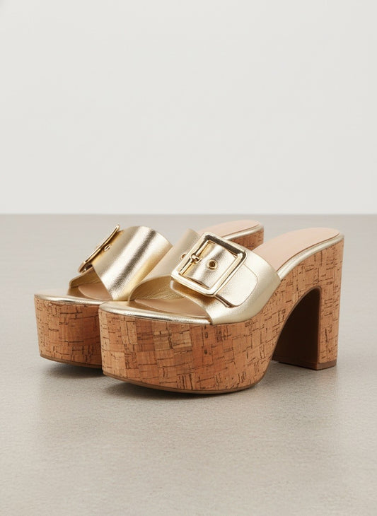 Gold Effortless Elevation Platform Heels