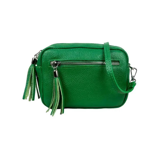 Green Leather Fringe Fun Shoulder Bag