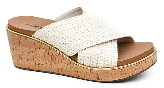Corkys Ivory Peace Out Wedge Sandals
