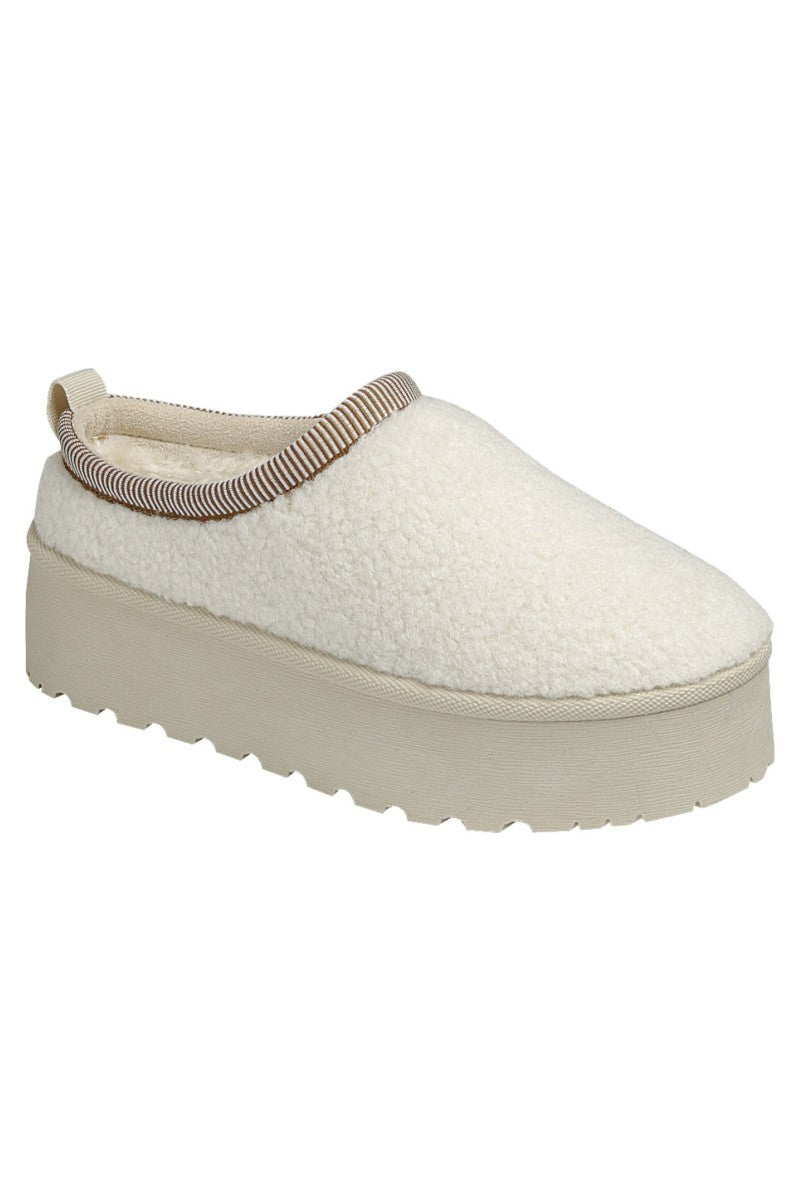 Beige Cozy Up Platform Shoes
