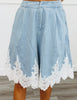 Denim Lace Bermuda Shorts (Reg.)