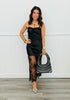 Black Satin & Lace Semi Sheer Maxi Dress (Reg.)