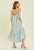 MINERAL-WASHED ROUND NECK GAUZE MIDI DRESS