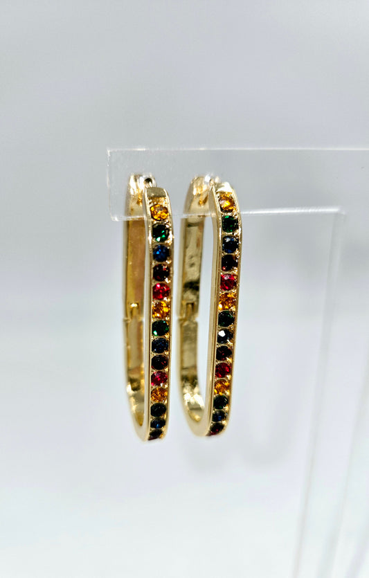 Bejeweled Oval Hoops Earrings