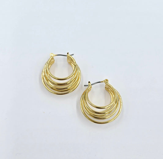 7 Rings Gold Hoops