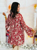 Burgundy Floral High Neck Ruffle Mini Dress (Reg.)