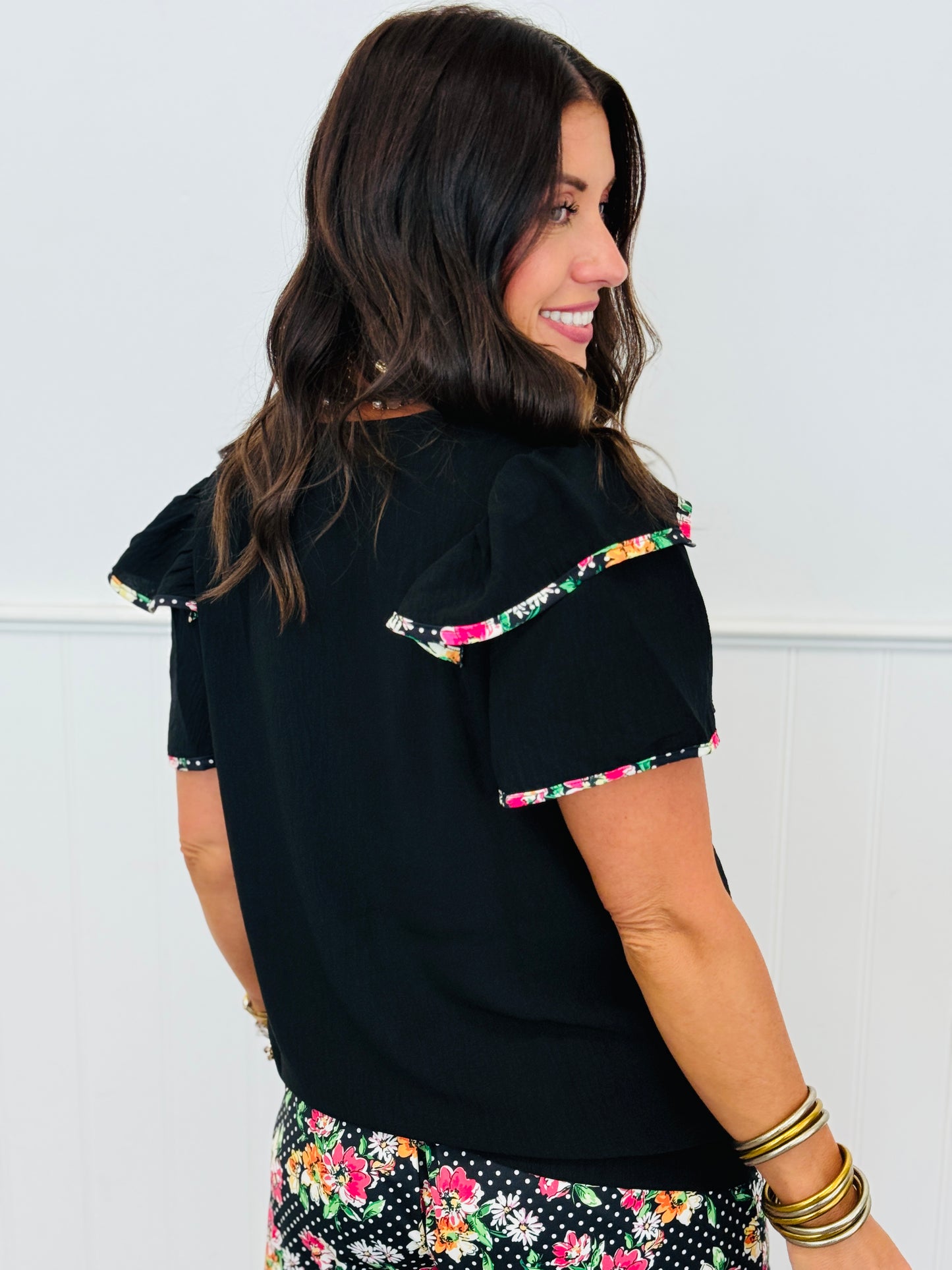 Daisy Polka Dot Ava Flutter Sleeve Blouse (Reg. and Plus)