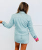 Dusty Blue Stud Detail Zip Up Jacket (Reg & Plus)
