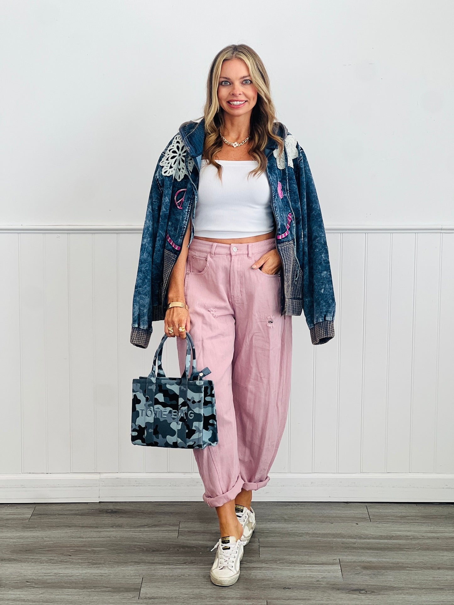 POL Indigo Peace & Love Patch Hoodie Jacket (Reg.)