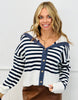 Striped Button Up Sailor Collar Sweater (Reg.)-2 Colors