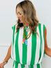 Green/White Stripe Top & Pants Set (Reg & Plus)