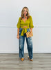 Chartreuse V Wire Off Shoulder Crop Top (Reg.)