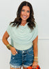Sage Mesh Draped Cape Bodysuit (Reg.)