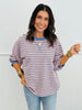 Striped Cross V Stitch Pullover Top (Reg.)-3 Colors