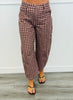 Pink/Brown Gingham Twill Barrel Pants (Reg.)