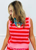 Pink/Red Striped French Terry Top & Pants Set (Reg. and Plus)