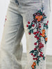 Washed Floral Rhinestone Embroidery Pants (Reg.)