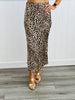 Leopard Beige Satin Slip Midi Skirt (Reg.)