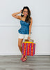 Denim Blue Polka Dot Peplum Top (Reg.)