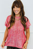 Red Metallic Short Sleeve Top (Reg. and Plus)