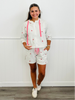 Grey Ribbon Cherries Hoodie Jacket & Shorts Set (Reg & Plus)