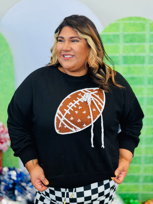 Black Bow Print Football & Cord Sweatshirt (Reg.)