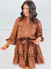Brown Open Lace Mini Dress (Reg)