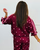 Burgundy Polka Dot Side Stripe Zip Up Jacket (One Size)
